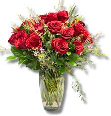 Dozen Love Roses Vased